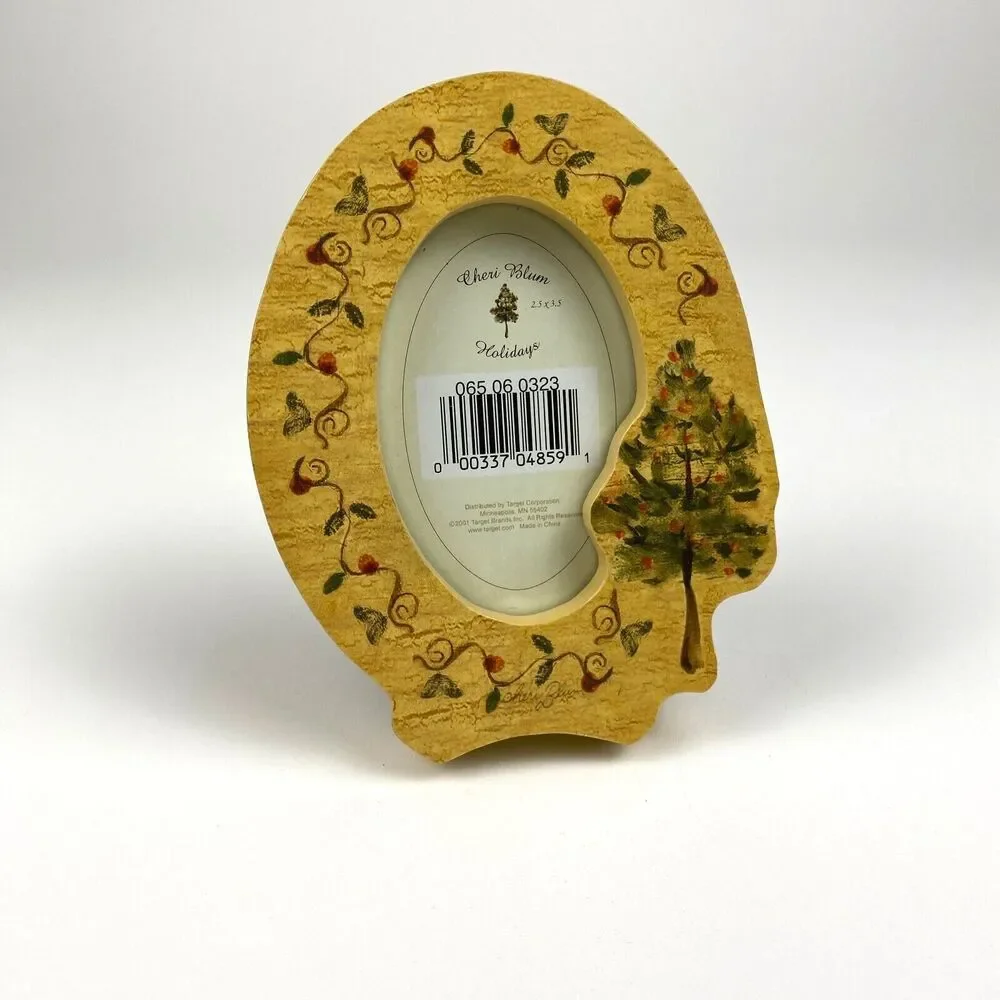 VTG Cheri Blum Holiday Wood 2.5 x 3.5 Picture Frame Christmas Seasonal Decor 5